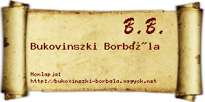 Bukovinszki Borbála névjegykártya
